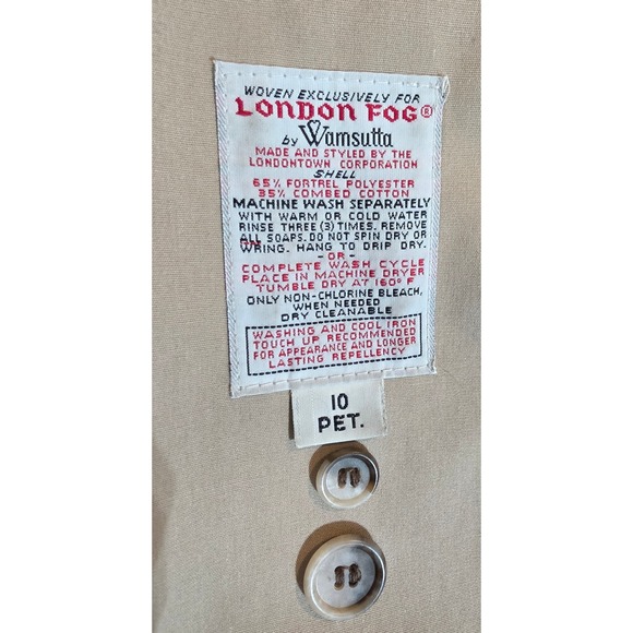 London Fog Double Breasted Trench Coat Beige Belted Full Length Women 10 Petite - Picture 6 of 6